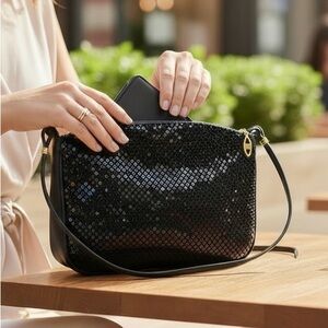 Vintage Whiting & Davis Black Mesh Shoulder Bag